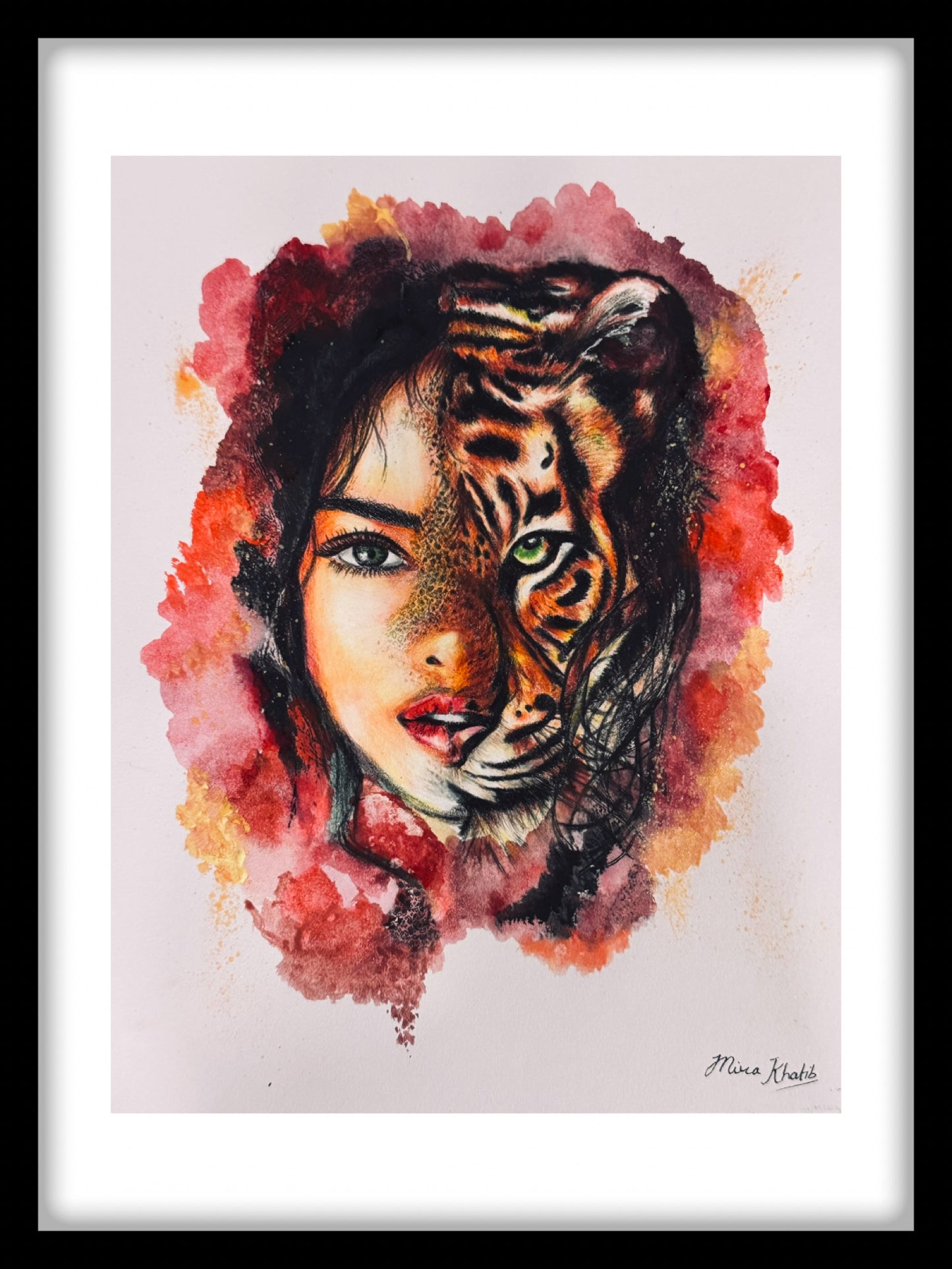 She Tiger original mixed media painting -The Wild art series