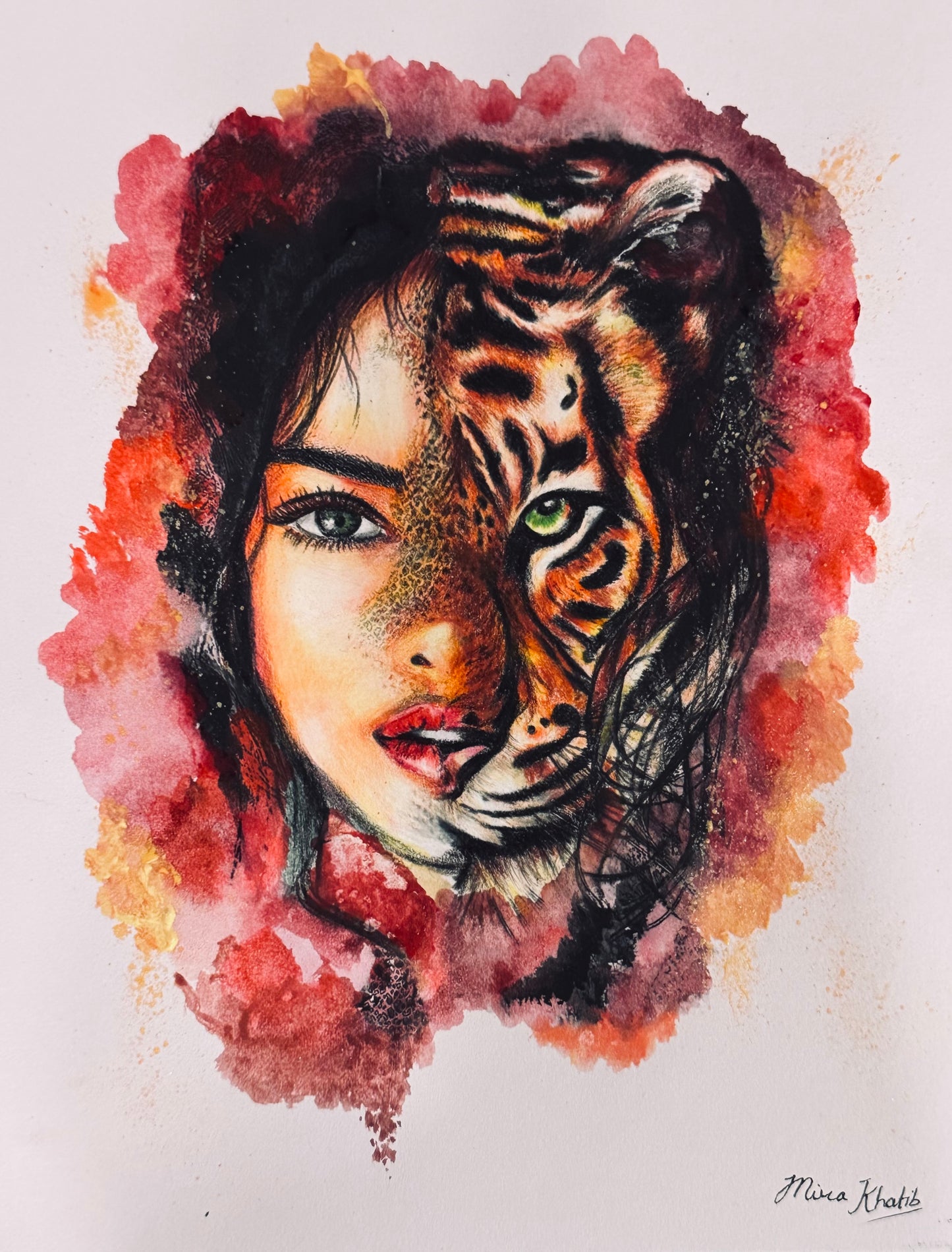 She Tiger original mixed media painting -The Wild art series