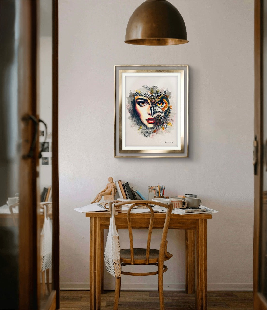 She Owl original mixed media painting - The Wild art series