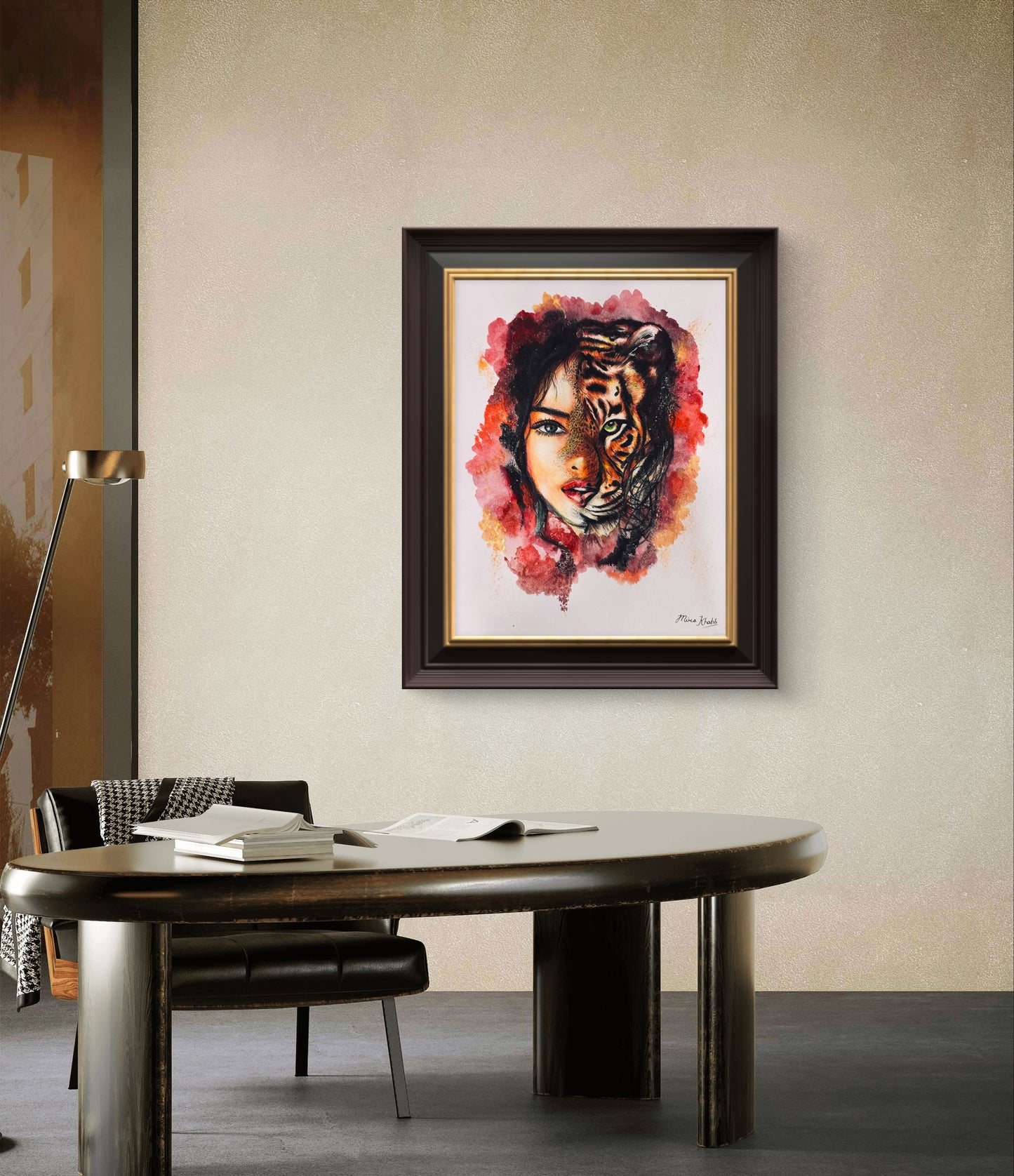 She Tiger original mixed media painting -The Wild art series