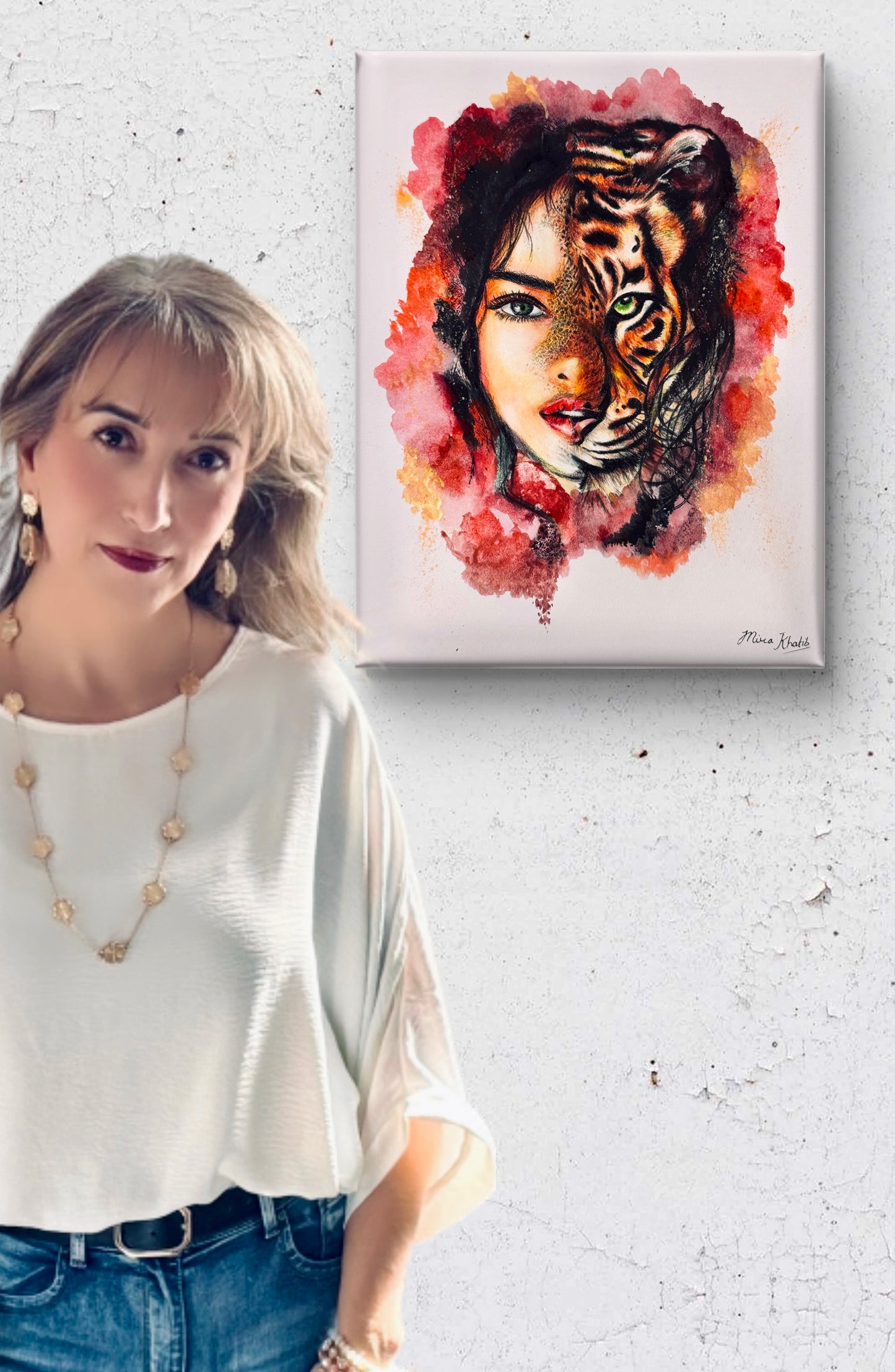 She Tiger original mixed media painting -The Wild art series