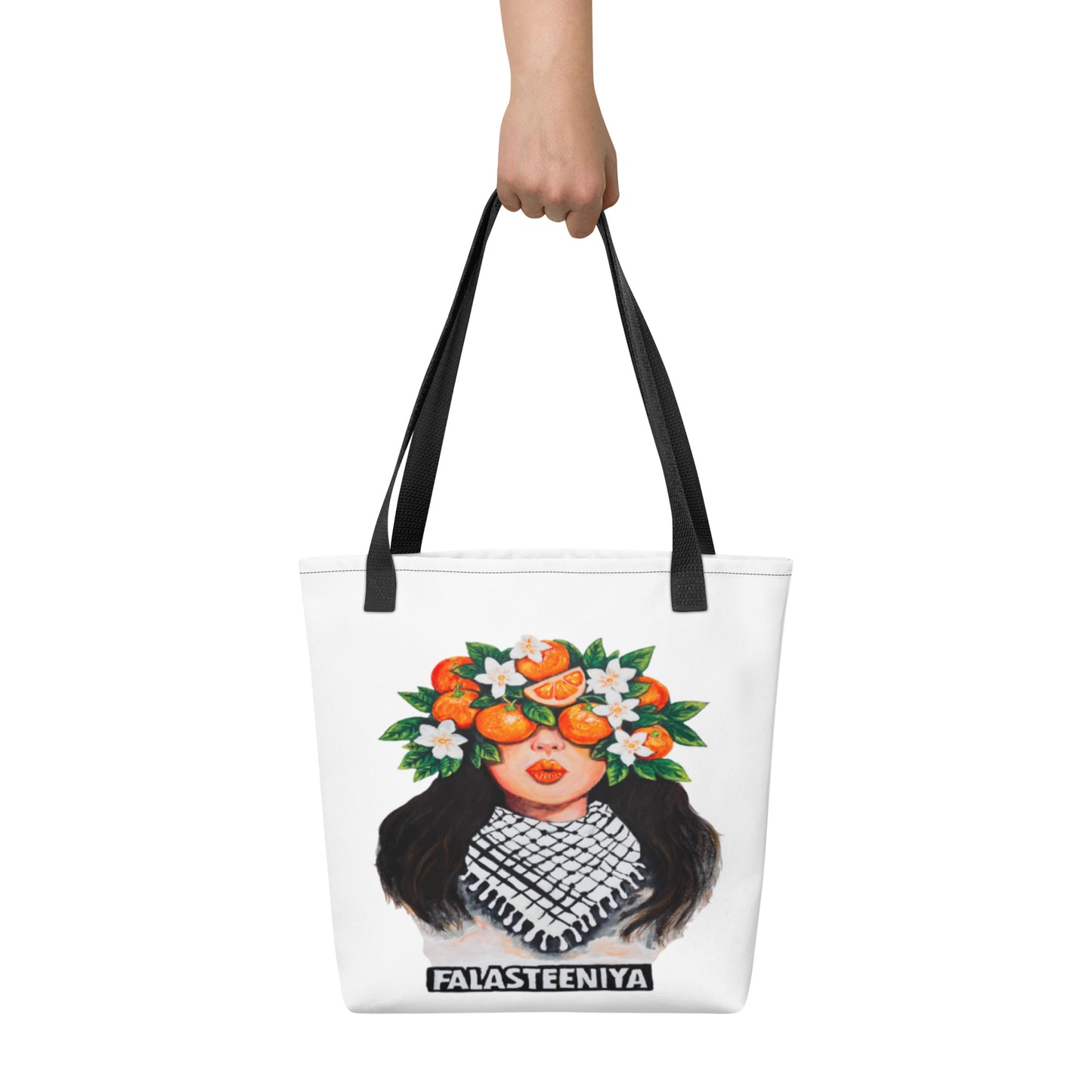 Tote bag with Clementines and Falasteeniya word print