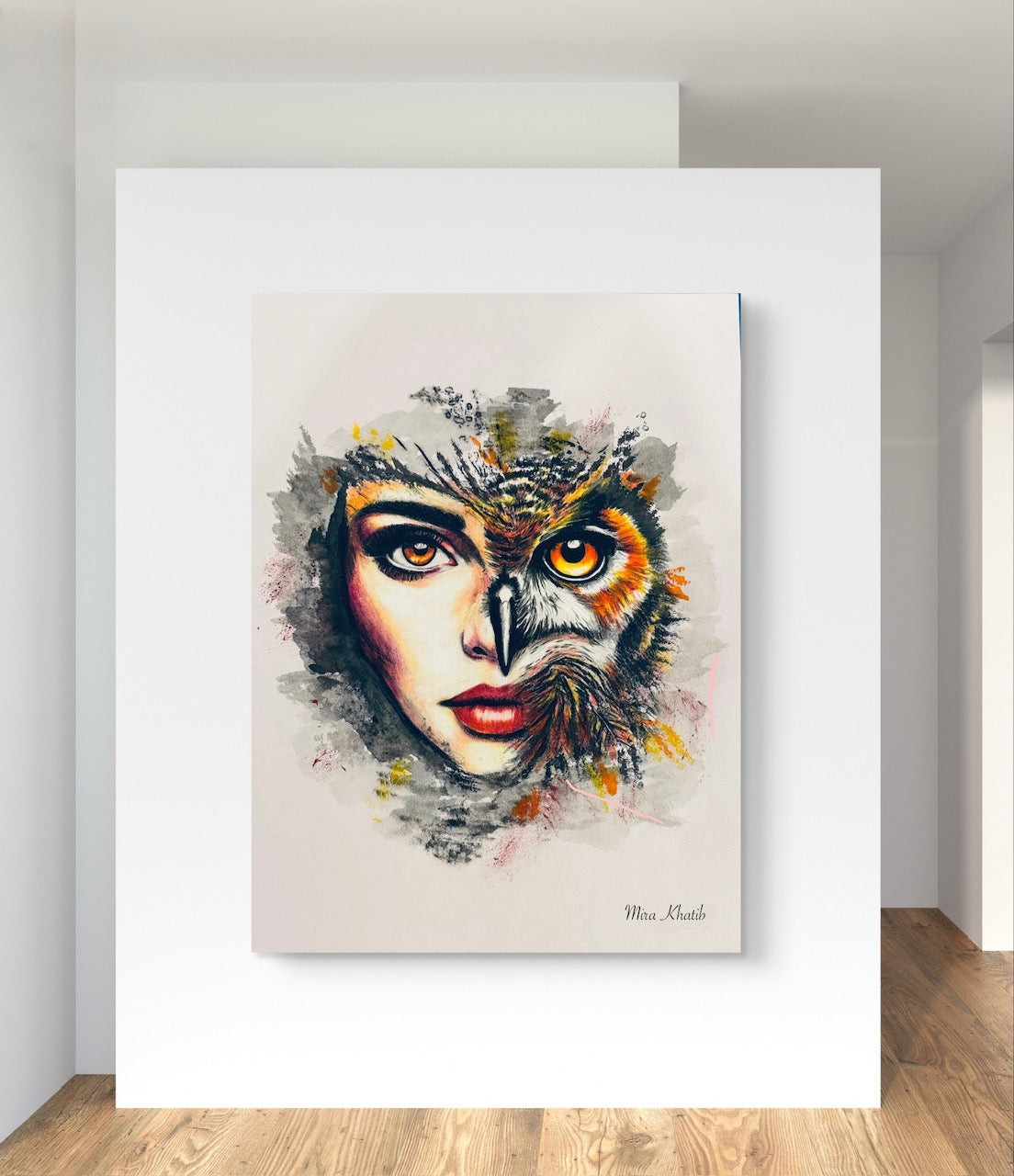 She Owl original mixed media painting - The Wild art series