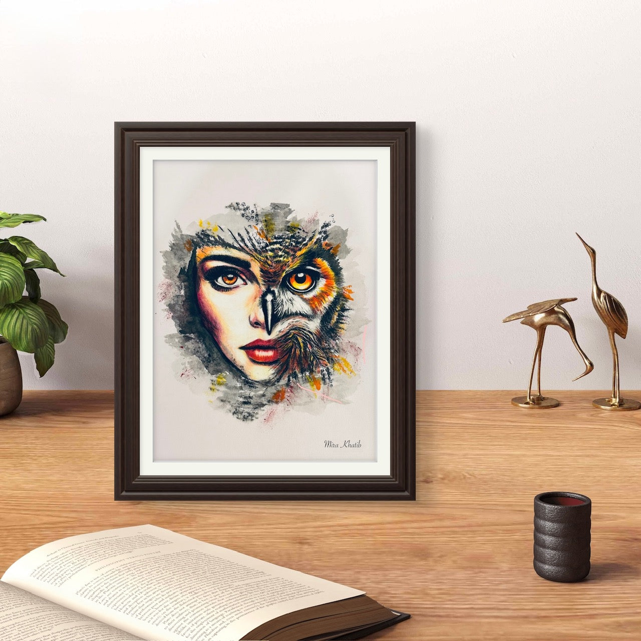 She Owl original mixed media painting - The Wild art series