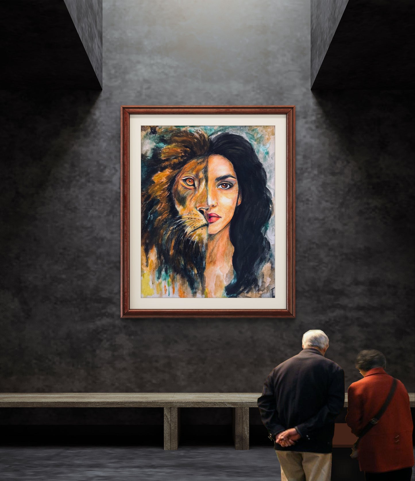 She Lion original mixed media painting - The Wild art series
