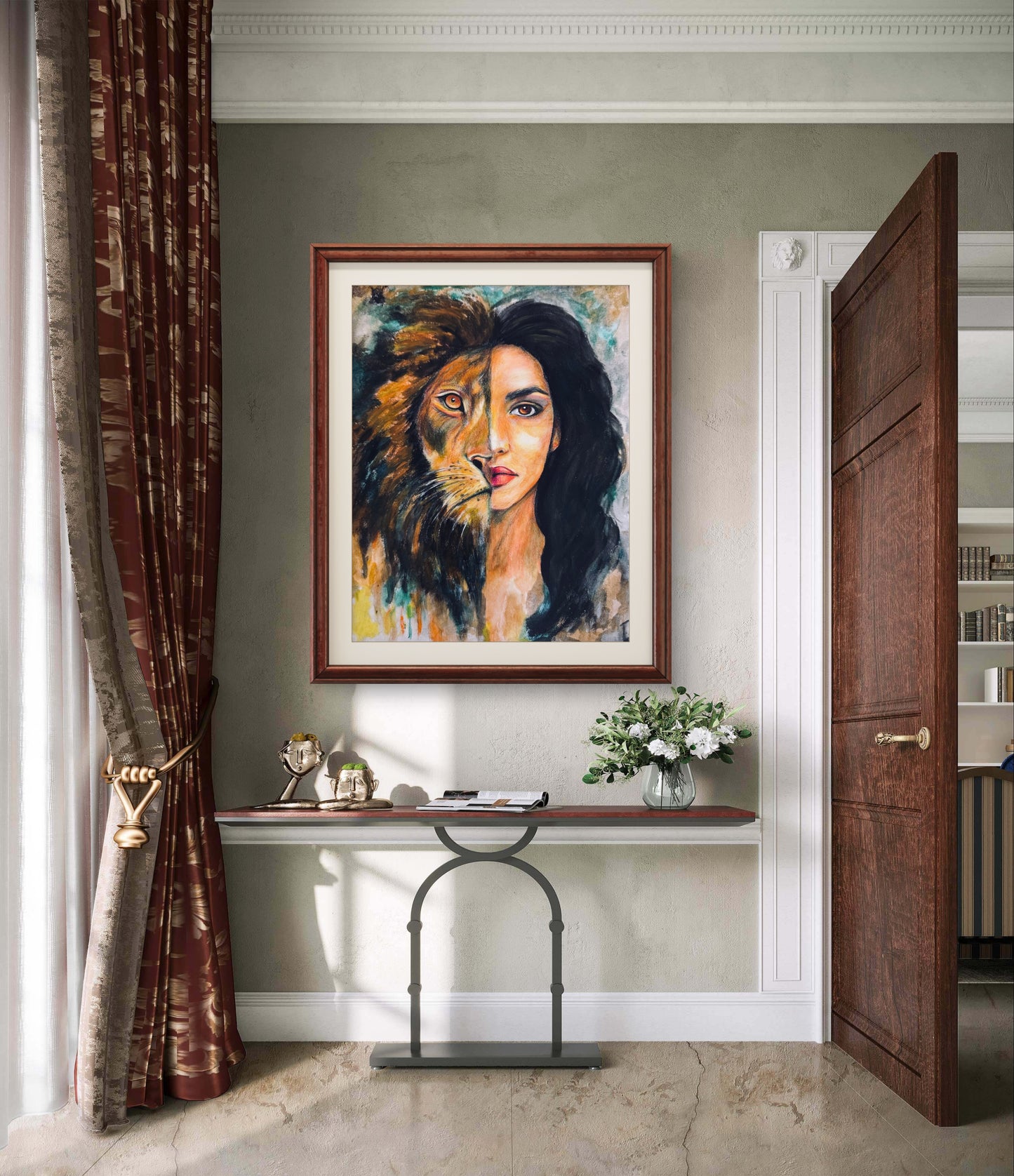 She Lion original mixed media painting - The Wild art series