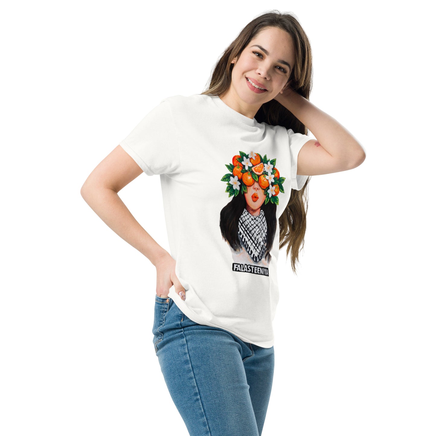 Woman classic tee with Falasteeniya print